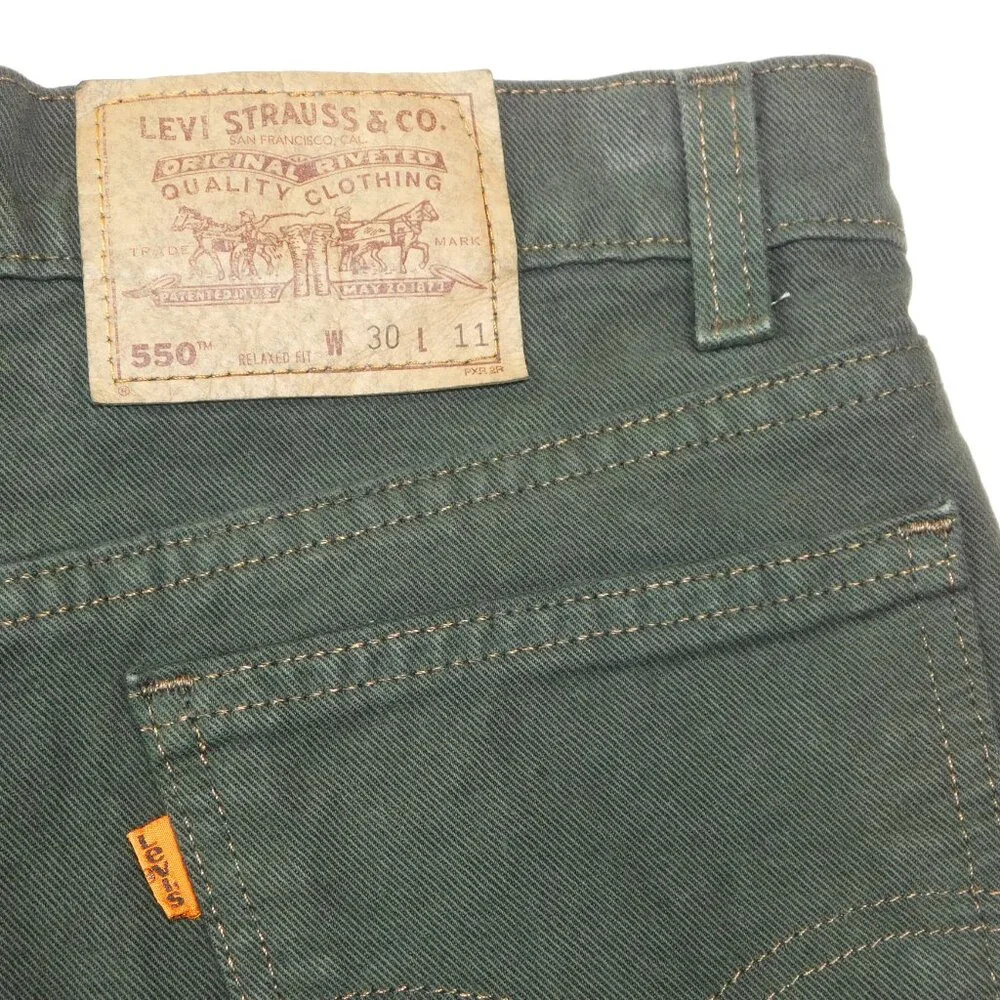 Levi's 550 Orange Tab Green Denim Shorts | Y2K | Vintage | EUC | W30 L11 - Picture 5 of 7